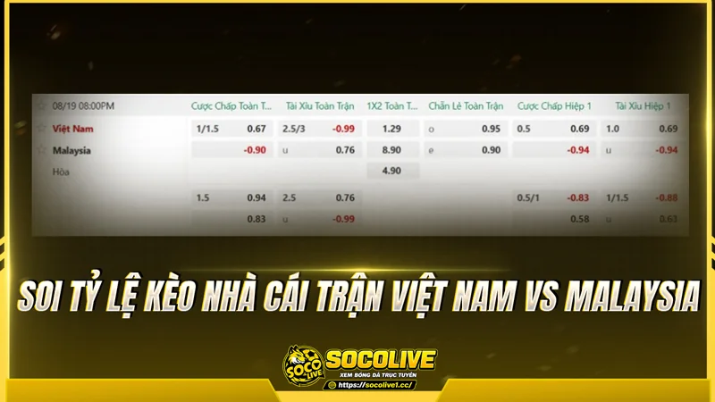 Soi tỷ lệ kèo nhà cái trận Việt Nam vs Malaysia